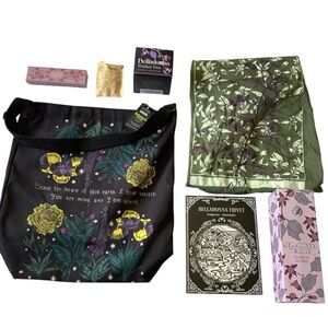 Belladonna Lot Bookish Items T-Shirt Pin Glassware Tea Spoons Trivet Tote & More